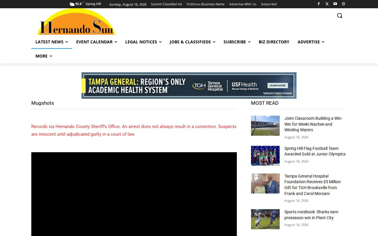 Hernando County arrest news and mugshot section at the Hernando Sun